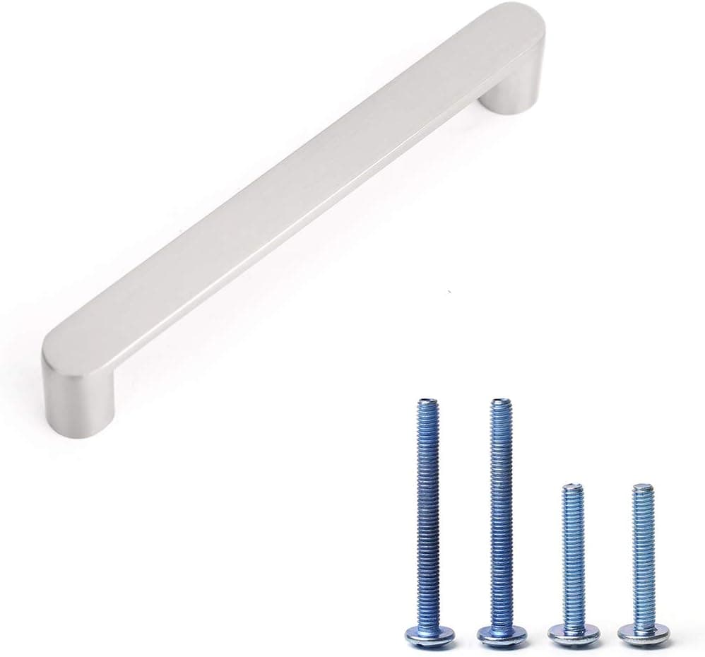 ALGOHOUSE Cabinet Drawer Pull Brushed Nickel 5in(128mm) Hole Center Morden Furniture Cupboard Hardware Metal Handles 15 Pack
