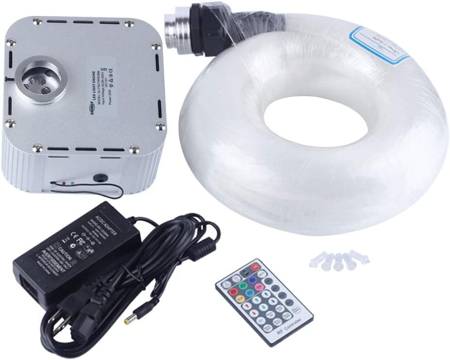 CHINLY 32W RGB 4-Speed Twinkle Remote LED Fiber Optic Star Ceiling kit Light 1000 Strands 16.4ft Long 0.75mm +Crystal
