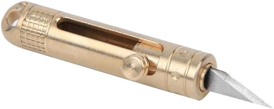 Oyunngs Special Blade Pure Brass Defensive Mini Knife, Cutting Paper Defensive Key Ring Brass Mini Knife, Outdoor for Cutting Paper DIY Defend Yourself Other Activities(Brass Mini