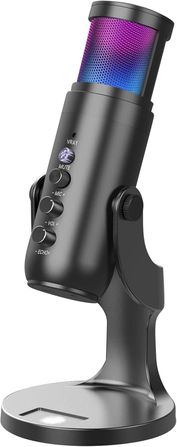 TERLAD USB Microphone Desktop, Podcast Microphone, PC Gaming Microphone, Perceptual Noise Cancelling RGB Lighting Effect, Adjustable Stand, Plug and Play, Compatible with Computer Ps5/Mac/Linux/Xbox