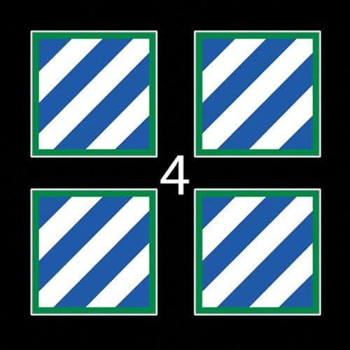 US Army 3rd Infantry Division SSI 3" (4)Four Decal Sticker Lot