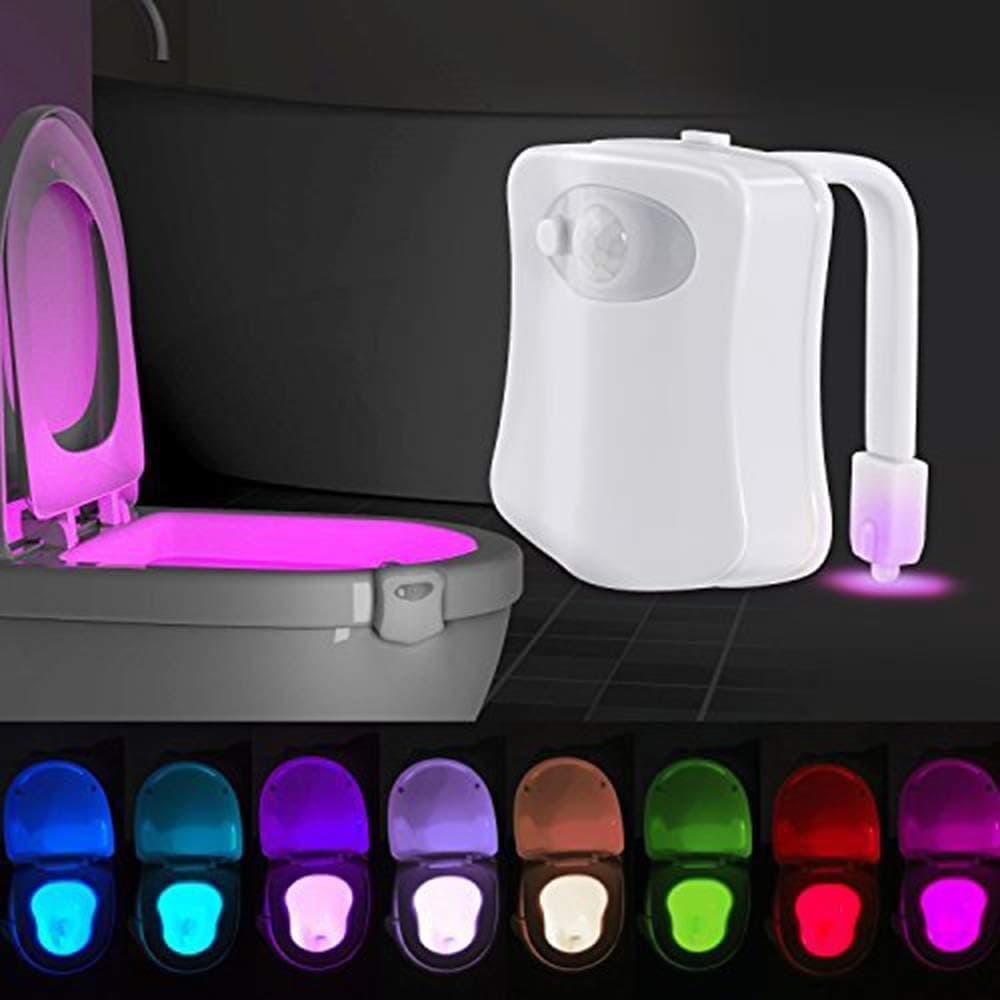 ONYADD Activated, Two Modes with 8 Color Changing-Motion Sensor LED Washroom Night Light-Fits Any Toilet, White