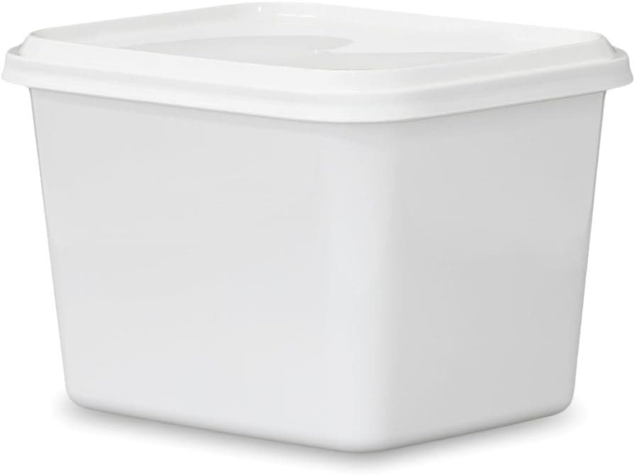 Pint (16 oz.) Food Grade 4 x 5 Rectangular Plastic Container with Lid - White - 10 sets of containers & lids