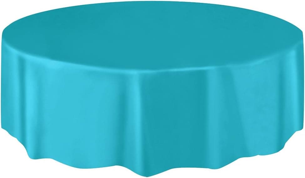 Round Plastic Tablecloth, 84", Teal