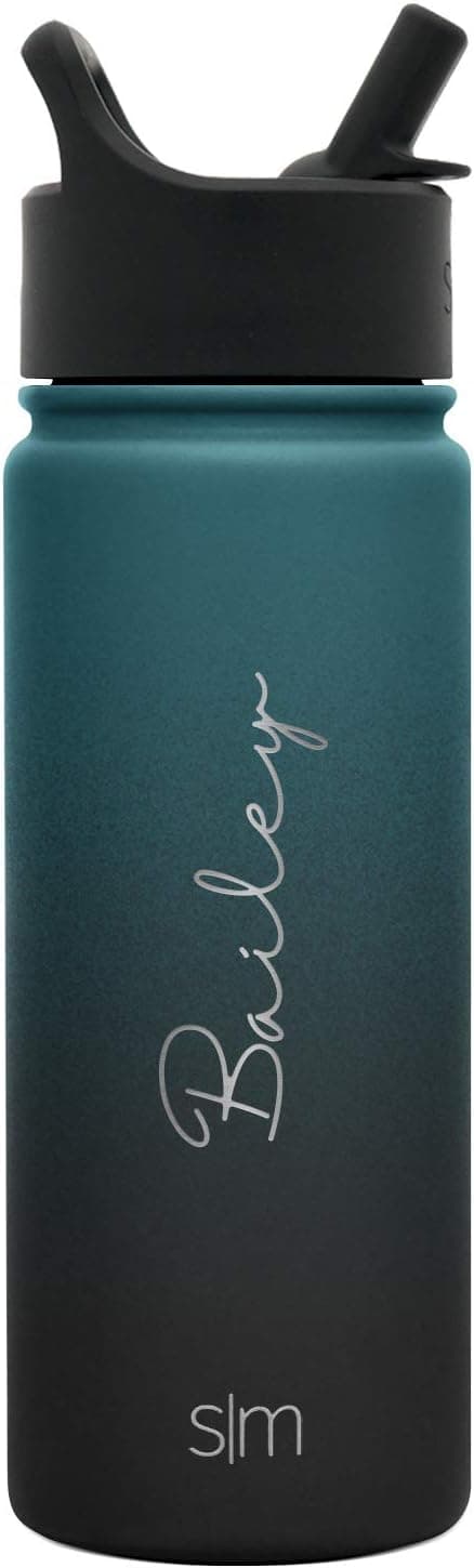 Simple Modern Personalized Gift Summit 18oz - Straw Lid Water Bottle - Customized Name for Men Women Kids Father Dad Stainless Steel Thermos Flask Vacuum Insulated Ombre: Moonlight