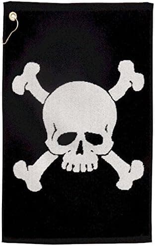 JP LANN GOLF Skull and Bones Golf Towel, Black/White with Skull and Bones Design, 16 x 24-Inch