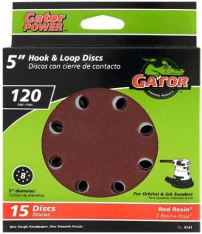 ali industries 4140-003 Master Mechanic, 15 Pack, 5 -Inch, 220 Grit, 8 Hole Hook and Loop Sanding Disc