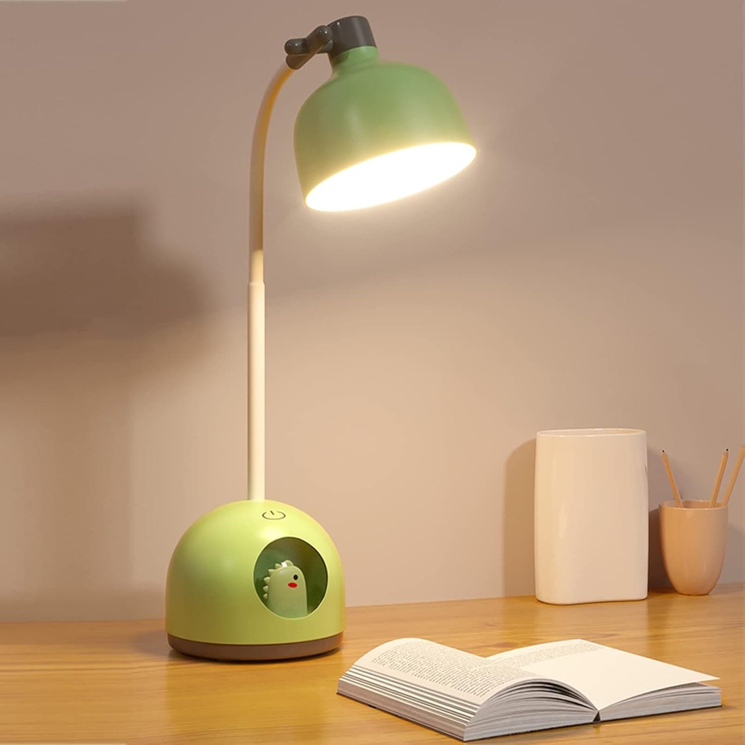 Dinosaur Desk Lamp for Kids, Small Table Lamp with Night Light, Student Learning Eye Protection Lamp USB Rechargeable Home Bedroom Study Desk Room Decoration Lamps is The Teens Best Gift