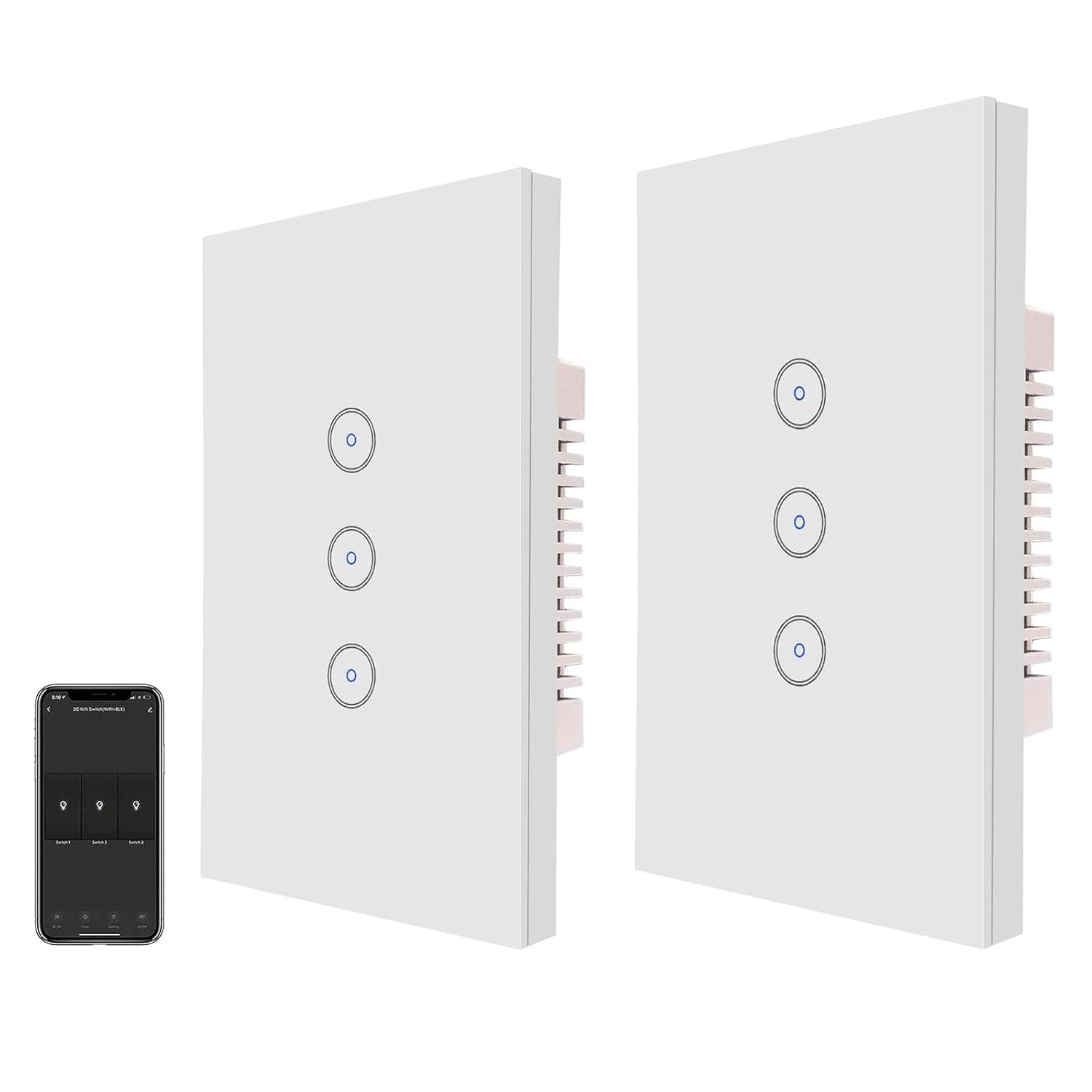 WiFi Light Switch，UseeLink Smart Touch Wall Light Switch, no hub, Easy to Install, Compatible with Amazon Alexa and Google Assistant, White (2 Pack)