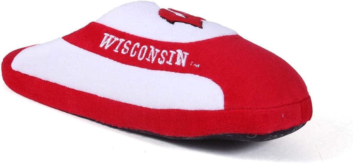 WIS07-4 - Wisconsin Badgers - X Large - Happy Feet & Comfy Feet NCAA Low Pro Slippers