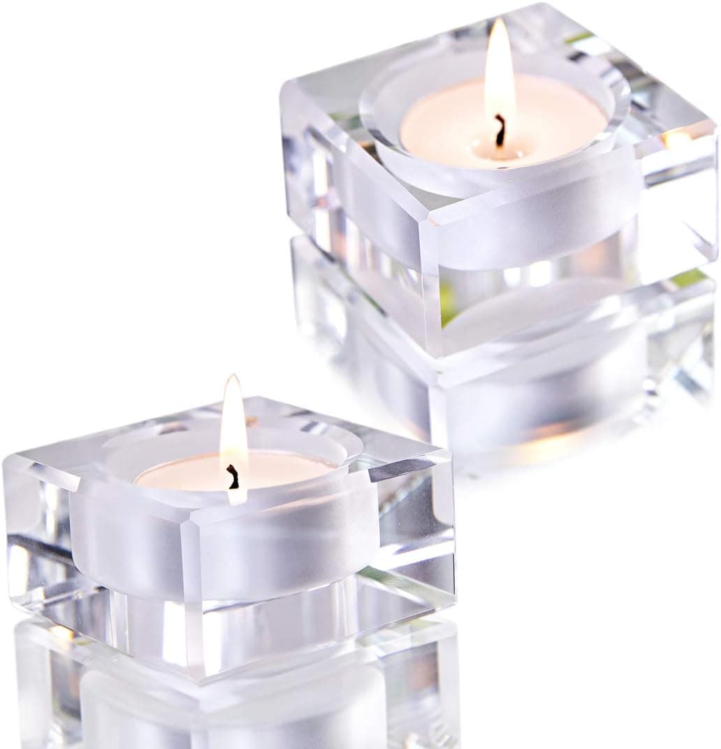 2 Pack Square Tealight Candle Holders Dinner Table Decor for Home