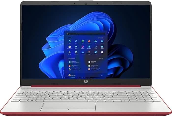 2022 HP Flagship Laptop, Intel Dual-Core Processor up to 2.65GHz, 15-inch, 4GB DDR4, 500GB Storage, Super-Fast WiFi, Windows 11, Dale Red (Renewed)