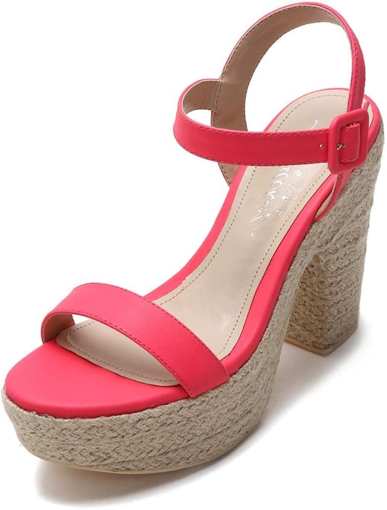 MACKIN J G374-4 Women's Platform Chunky Heels Open Toe Ankle Strap Espadrille Wedge Sandals