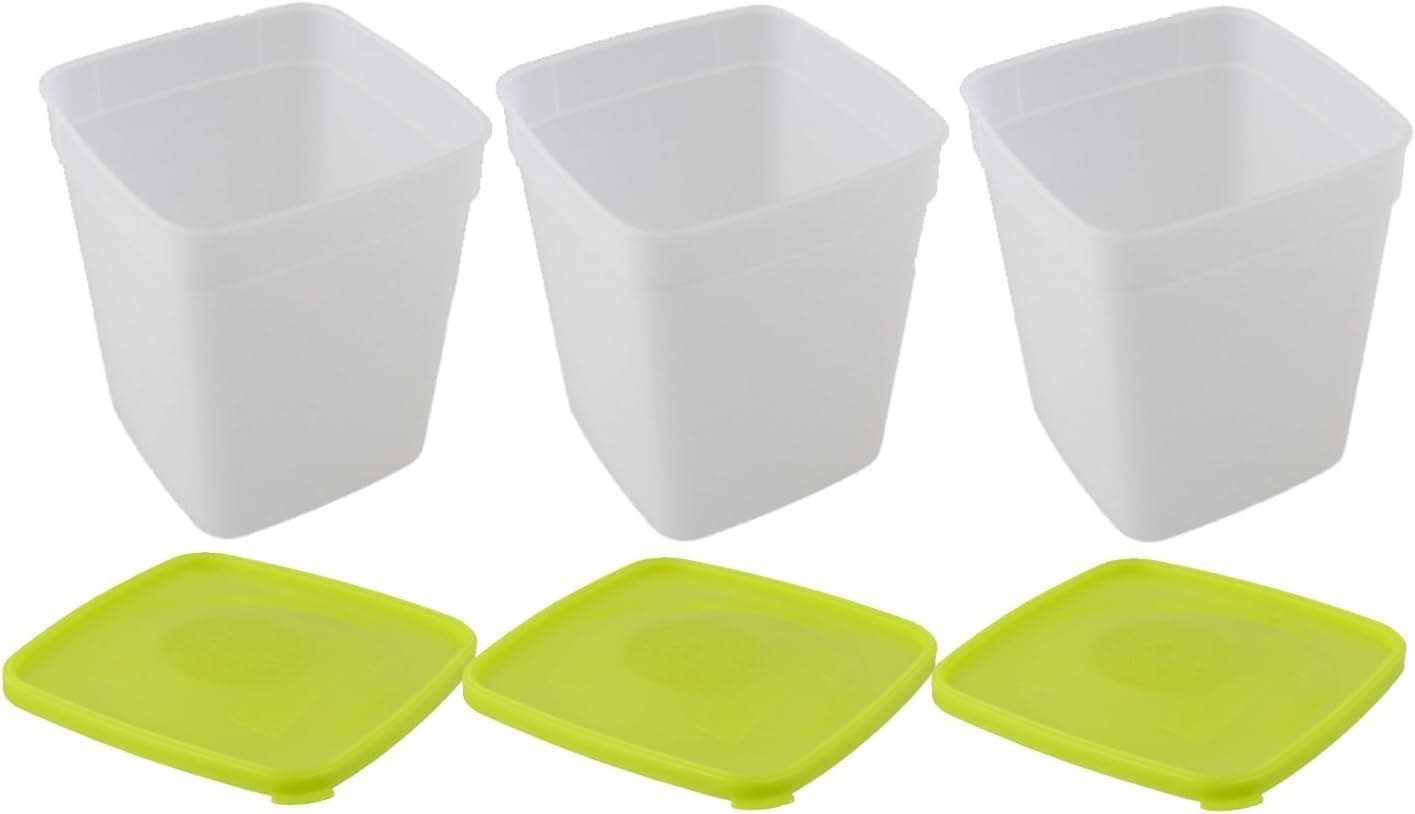 Arrow Home Products 00044 1-Quart Freezer Containers, 3-Pack, White/green