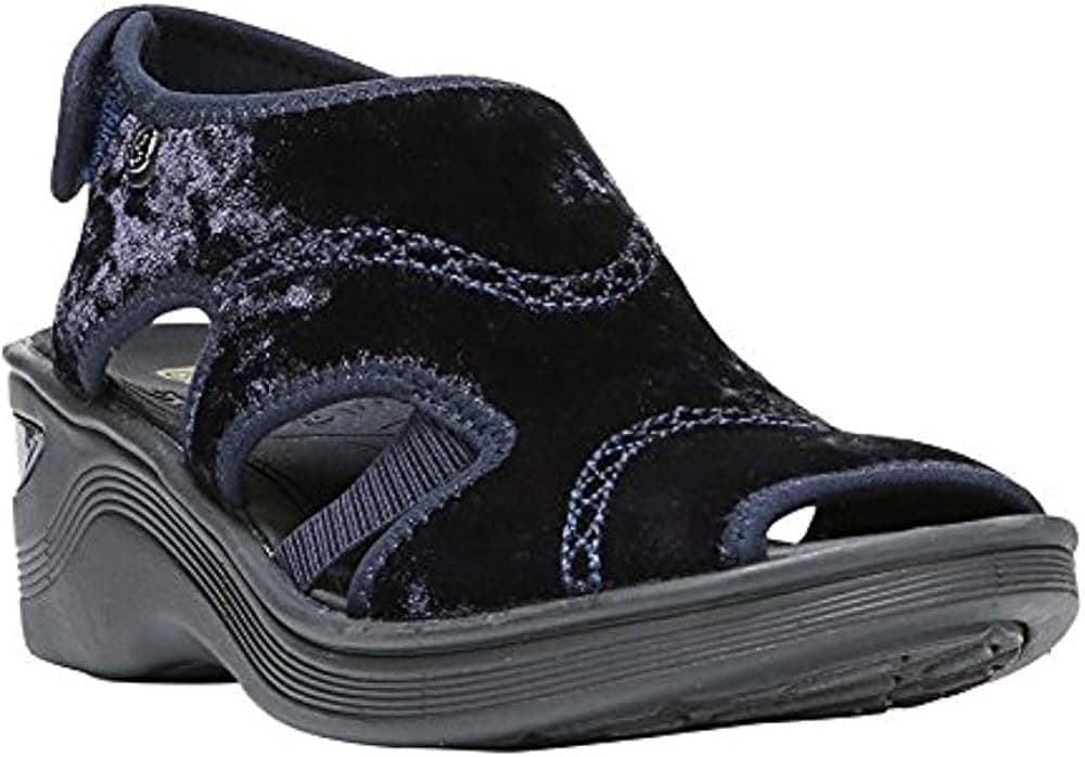 BZees Drama Womens Wedge Sandals (10 US (Wide), Blue Velvet)