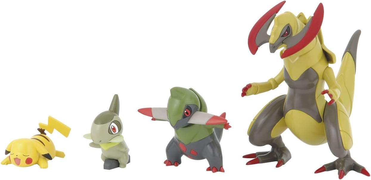 Bandai Best Wishes Pokemon Black and White Model Kit - Axew/Kibago, Fraxure/Onondo, Haxorus/Ononokus, and Pikachu