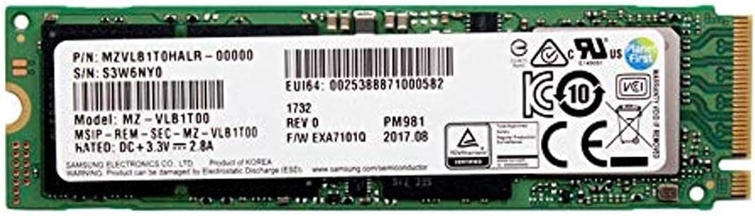 Samsung PM981 Polaris 1TB M.2 NGFF PCIe Gen3 x4, NVME Solid state drive SSD, OEM (2280) MZVLB1T0HALR-00000