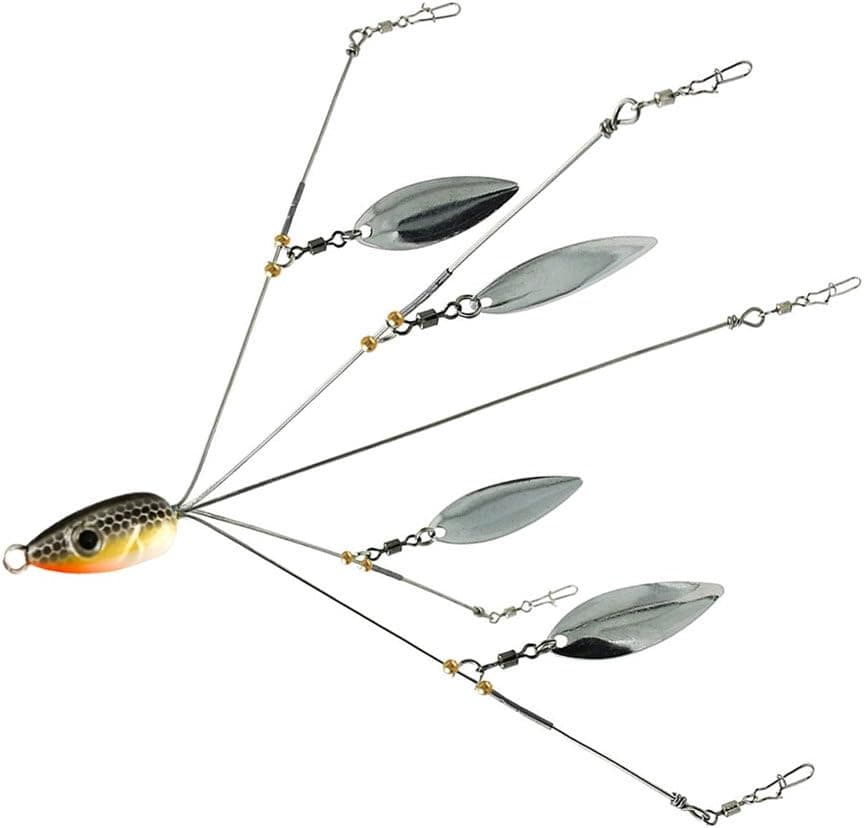 5 Arms Alabama Umbrella Rig Fishing Ultralight Tripod Bass Lures Bait Kit Junior Ultralight Willow Blade Multi-Lure Rig