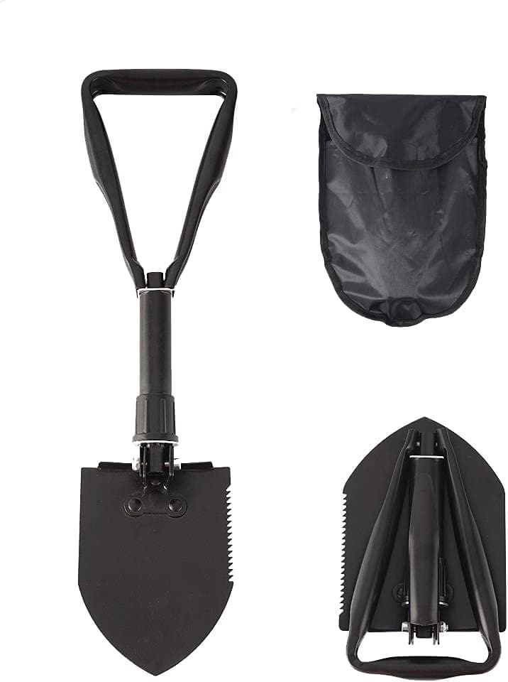 CreFutre Camping Shovel Multitool Survival Shovel Folding for Hiking, Backpacking, Outdoor and Tactical Black