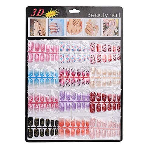 CAIfnv 144pcs Mixed Set False Nail Tips Artificial Fake Nails Art Acrylic Manicure Gel (Random)