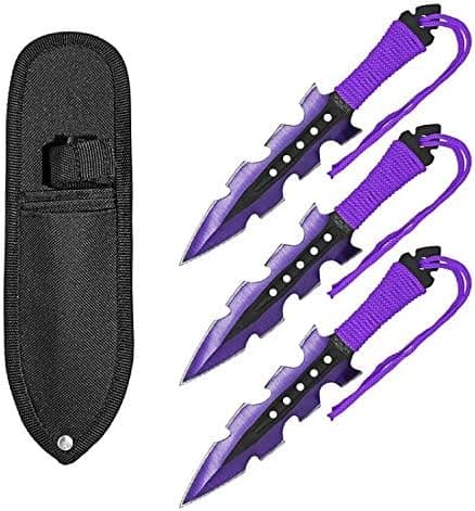 Blade City Throwing Knives – 7.5 Inch 3Pcs Knife Set – Premium Quality Stainless Steel – Green Nylon Wrapped Handle – Black Grinding Line with Green Blade – Durable and Sturdy Design