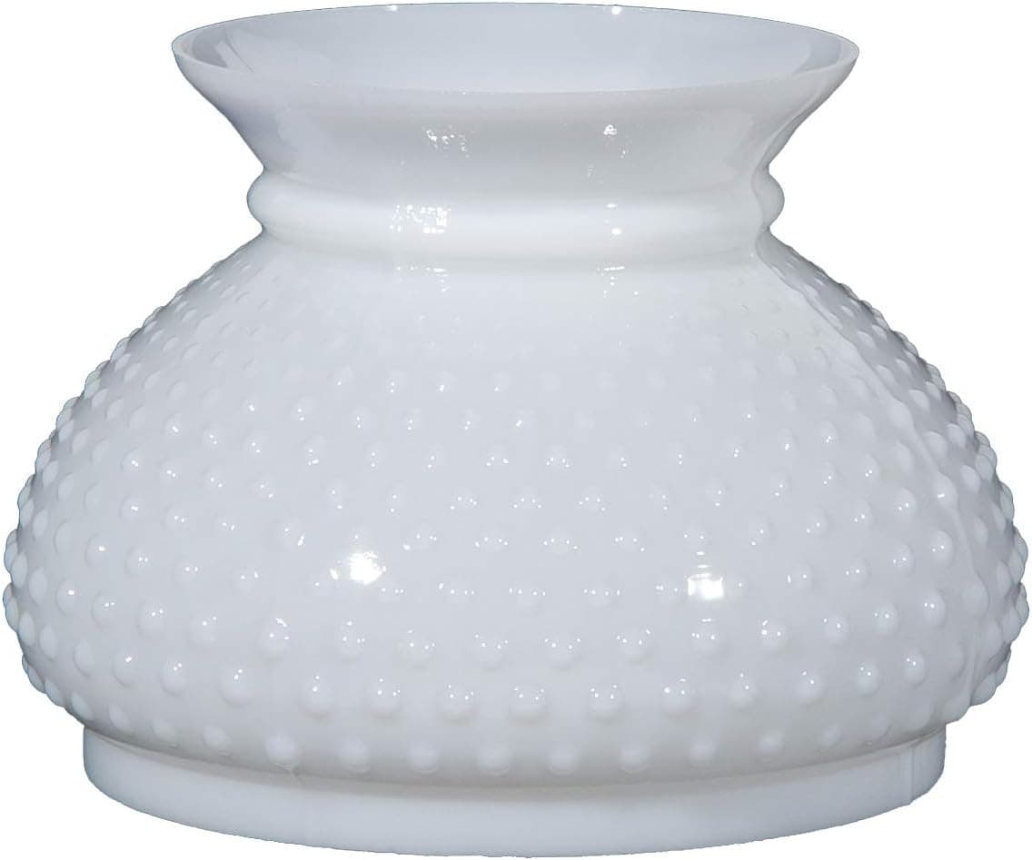 B&P Lamp® 7" Fitter Cased White Hobnail Shade With Plain Top