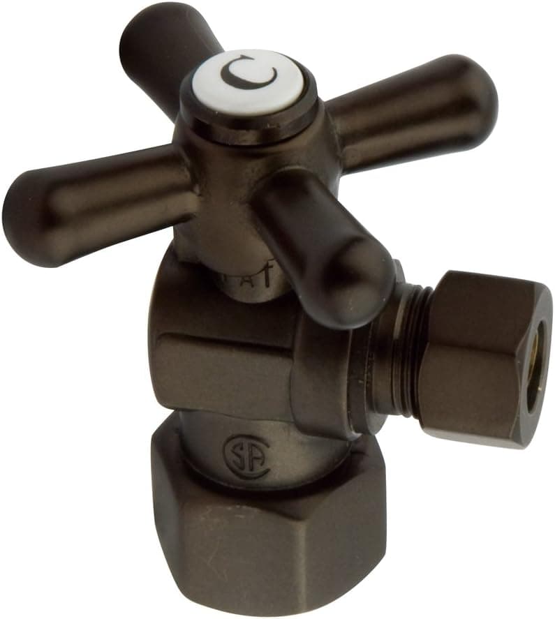 Kingston Brass CC43105X Vintage 1/2-Inch FIP X 3/8-Inch OD Compression Quarter-Turn Angle Stop Valve, Oil Rubbed Bronze