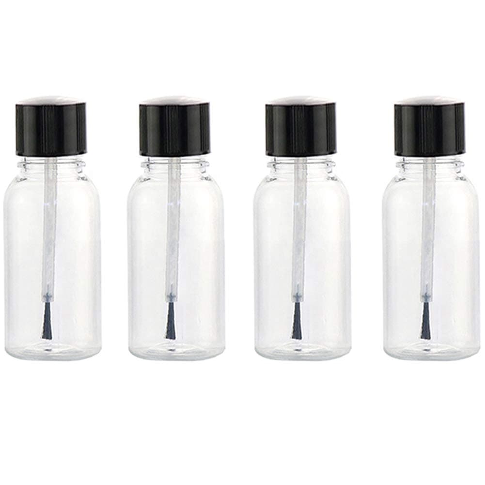 4 Pcs 20ml Empty Refillable Nail Polish Bottles Transparent Glass Nail Varnish Bottles Containers with Brush Cap for Nail Art (20 ml)