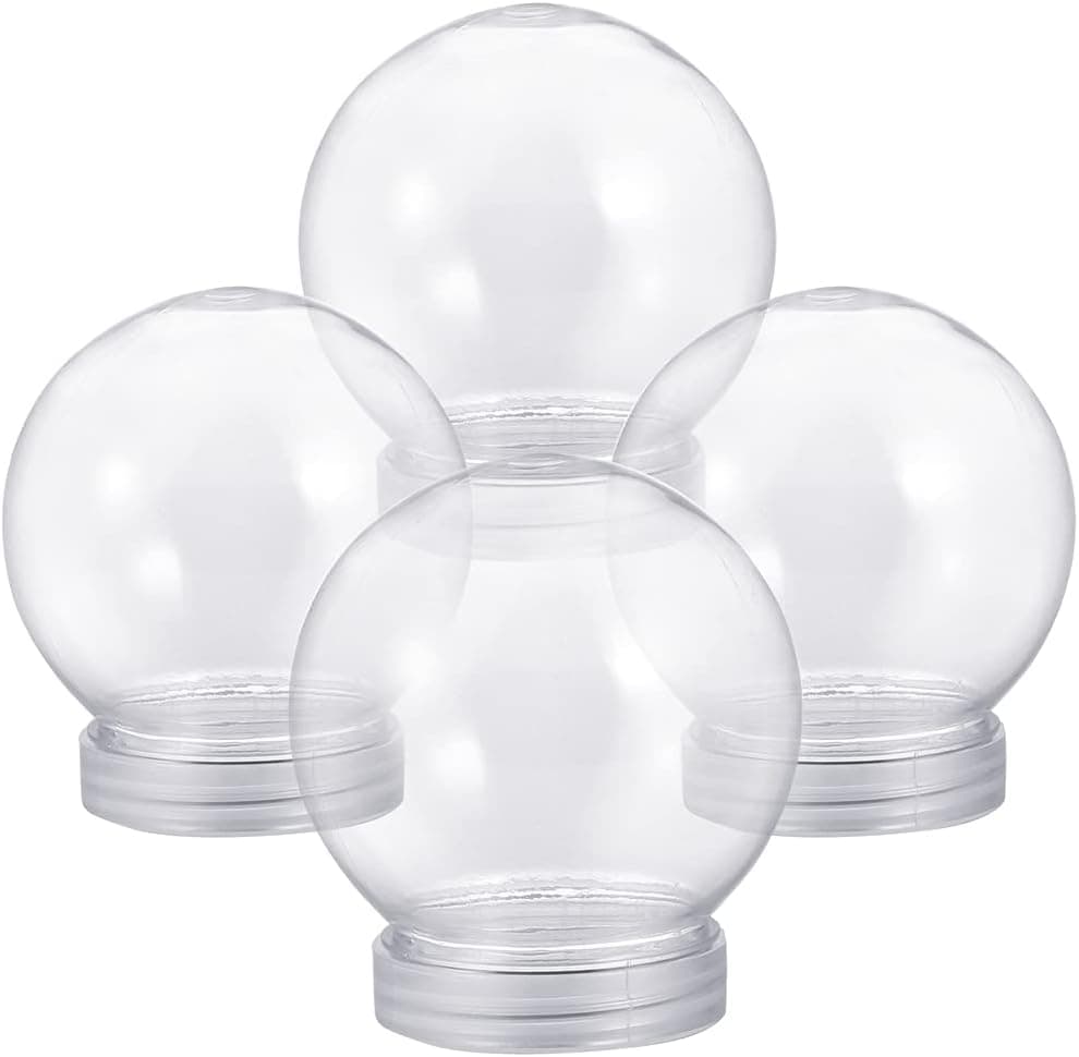 Auihiay 3.6 Inch DIY Snow Globe Clear Plastic Water Globe with Screw Off Cap for DIY Crafts Christmas Decoration