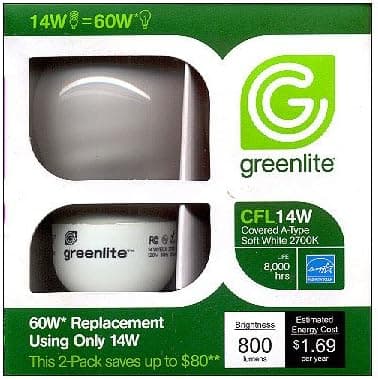 greenlite 14W / ELX-2 Covered A-Type 2700K Soft White (2-pack)