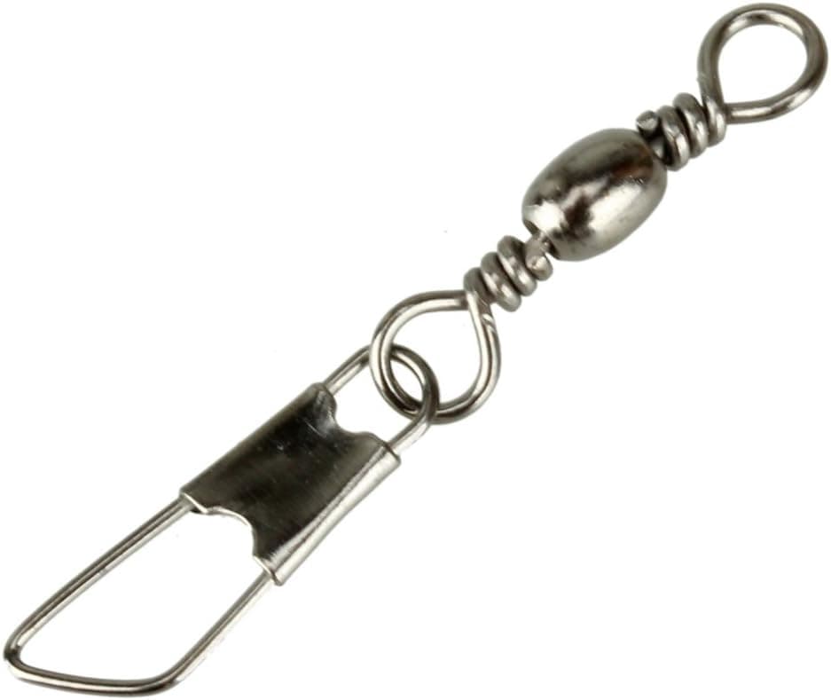 100pcs #8 Solid Fishing Swivel Snaps Hook Connector Barrel Bearing with Welded Rings Stainless Steel +A