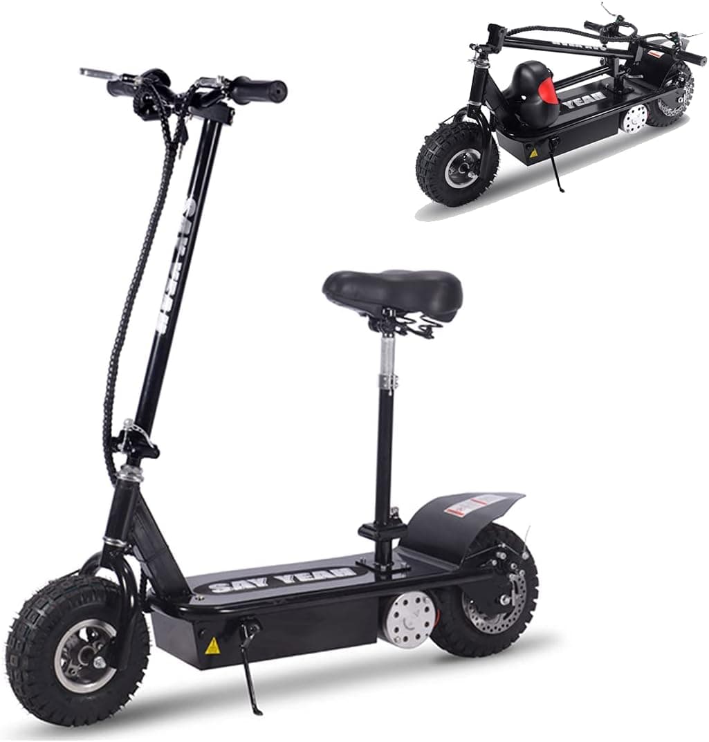 Electric Scooter with 800w Motor, Removable Seat, Folding Electric Scooters for Adults, Mini Commuter Scooter with 10'' knobby Pneumatic Tires
