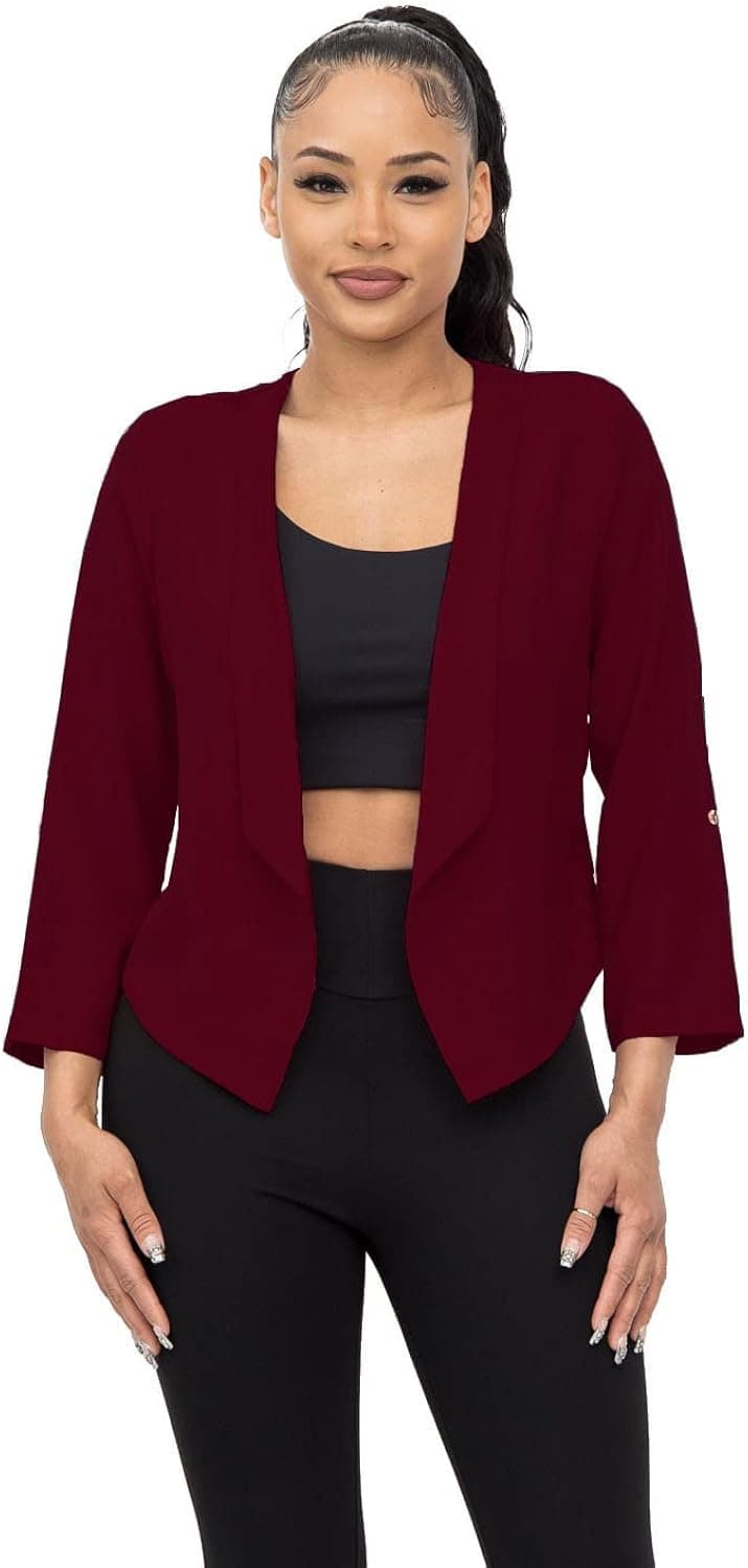 Michel Women's Open Front Work Blazer Casual Office Jacket Solid with Plus Size (S-3XL)
