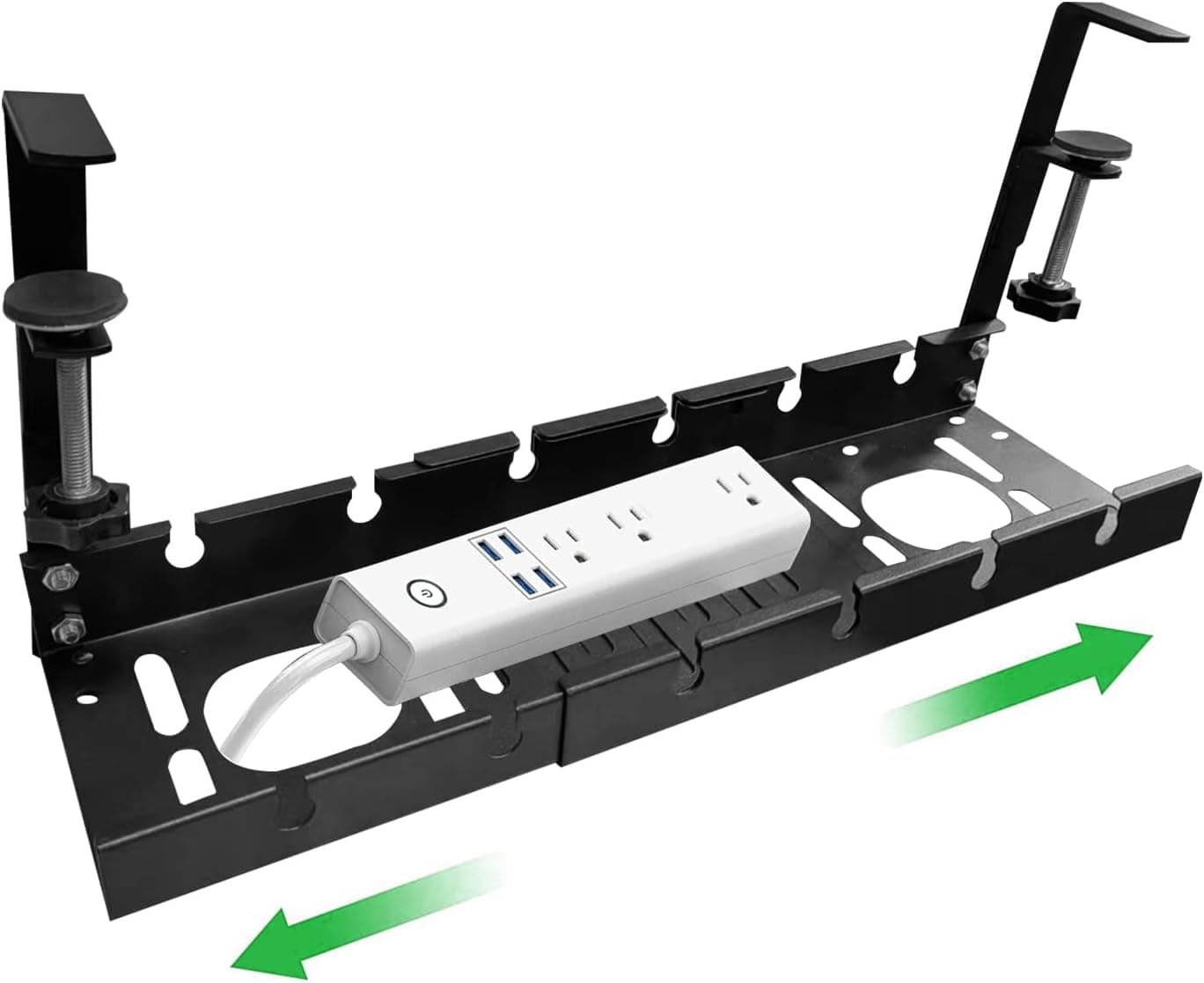 2023 Under Desk Cable Management Tray, GoBudsGo Retractable Cord Organizer for Desk, No Drill Cable Tray for Wire Management, Sturdy Carbon Steel Cable Management Under Desk for Home Office(Black)………