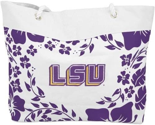 NCAA LSU Tigers White Hibiscus Tote Bag