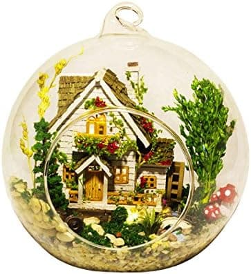 WYD DIY Miniature Wooden Dollhouse Glass Ball Creative Birthday Xmas Gift (Forest House)