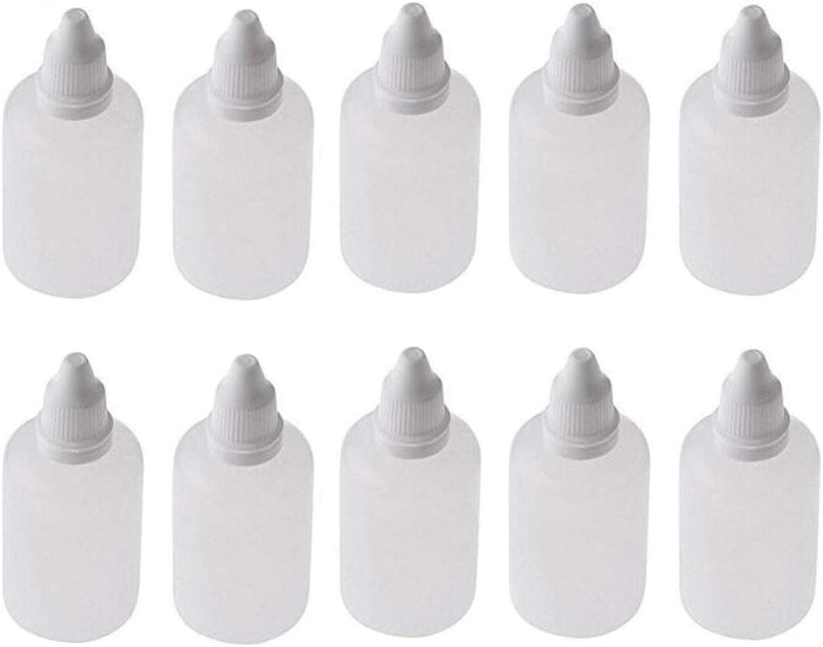 10 Pieces Empty Refillable Plastic Squeezable Dropper Bottles Portable Eye Liquid Vial with Screw Caps and Plugs Cosmetic Packaging Containers Essential Oil Container size 50ml