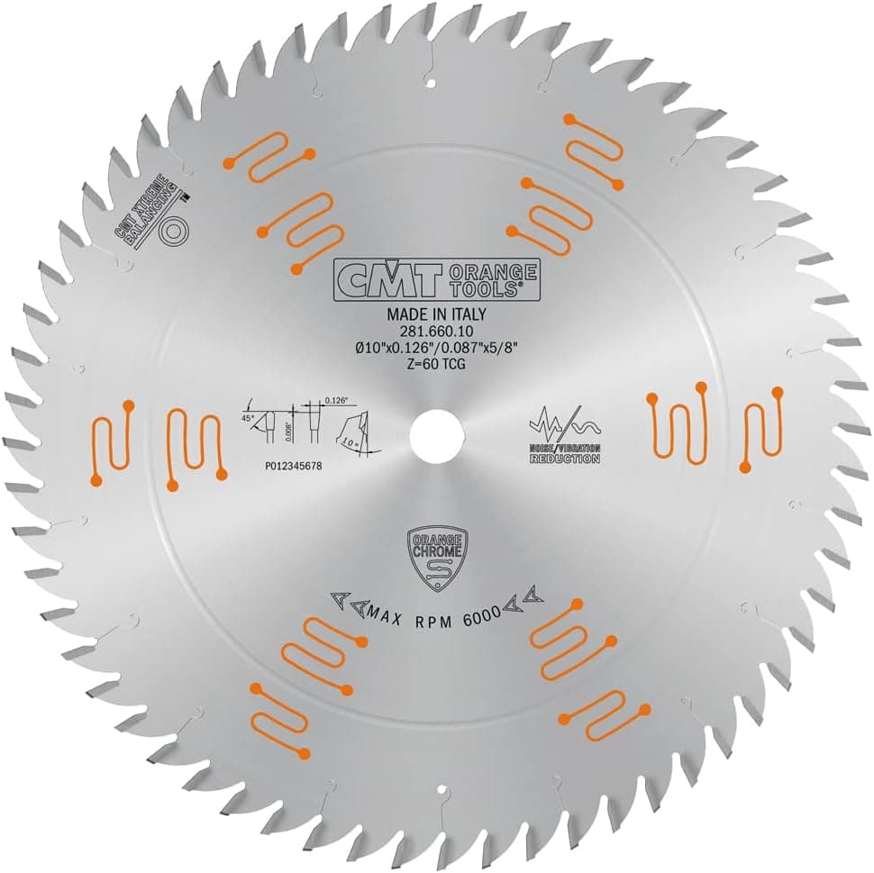 CMT 281.660.10 Orange Chrome Heavy-Duty Multi Purpose Blade 10" x T60 TCG,D 10 254mm | T 60 | B 5/8 | K .126 | P .087