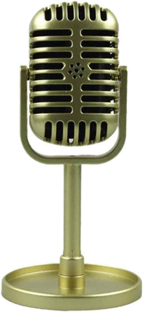 JANOU Retro Microphone Props Model Vintage Plastic Microphone Stage Table Decoration for Kids Party Favors (Gold)