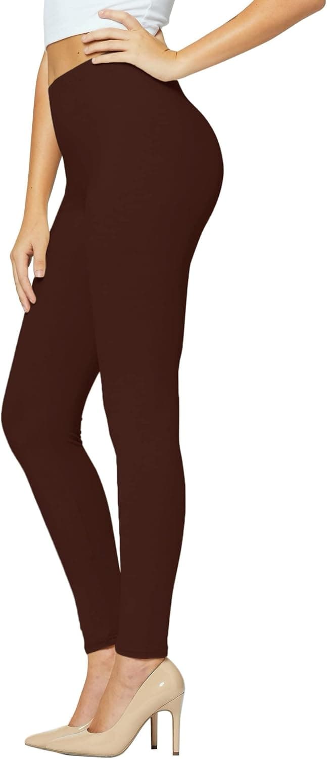 Buttery-Soft Printed Leggings for Women 100+ Prints and Solids in Regular and Plus Size - Full Length Brown - One Size