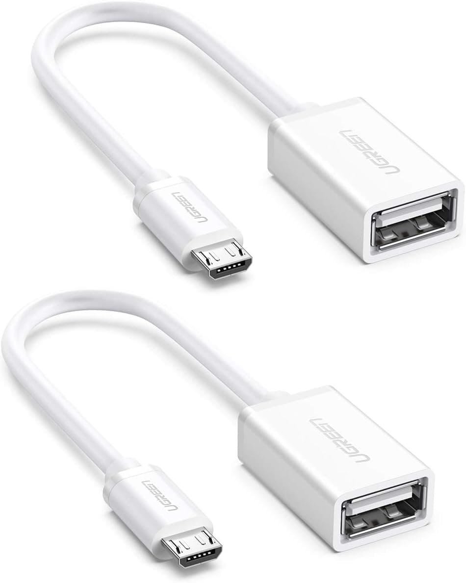 UGREEN Micro USB to USB Micro USB 2.0 OTG Cable 2 Pack On The Go Adapter Micro USB Male to USB Female for Samsung S7 S6 Edge S4 S3 LG G4 DJI Spark Mavic Remote Controller Android Tablets White
