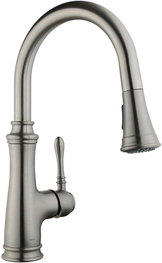 Keewi Kitchen Faucet Brushed Nickel Pull-Down Sprayer Kitchen Faucet Stainless Steel Kitchen Sink Faucet Single Lever Kitchen Faucets Pull Down Head Single Hole with Sprayer Sink Faucet for Kitchen