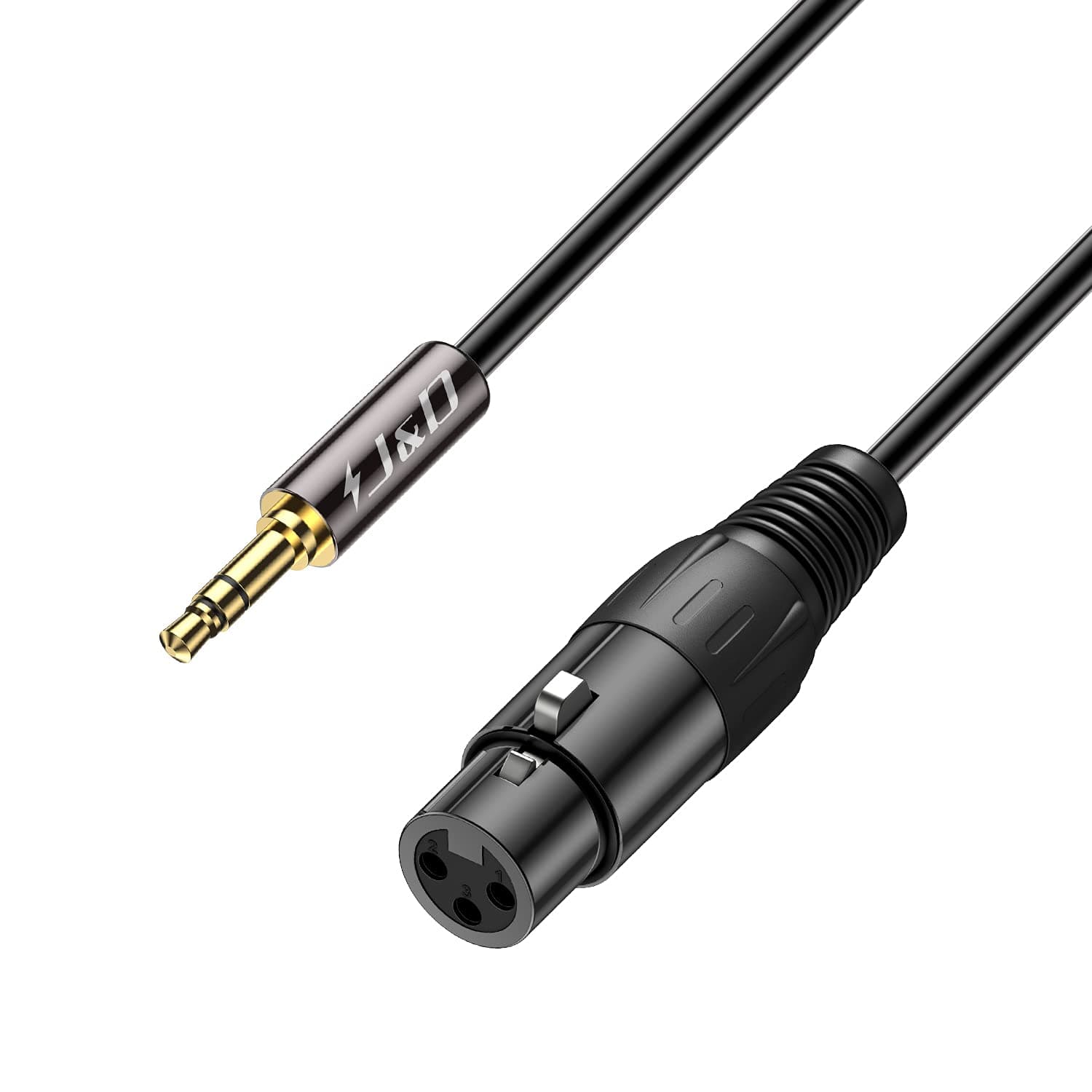 J&D XLR to 3.5mm Microphone Cable, PVC Shelled XLR Female to 3.5mm 1/8 inch TRS Male Balanced Cable XLR to TRS 1/8 inch Adapter for DSLR Camera, Computer Sound Card, 3 Feet