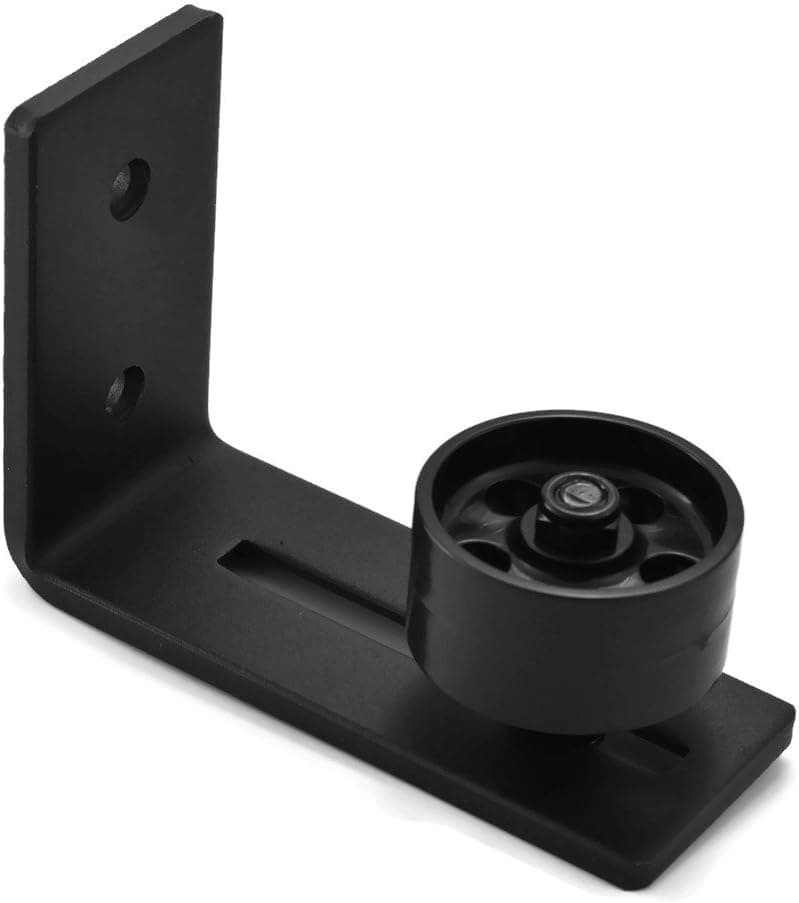 Black Barn Door Bottom Floor Guide Adjustable Roller Powder Coated Stay Roller - Flush to Floor