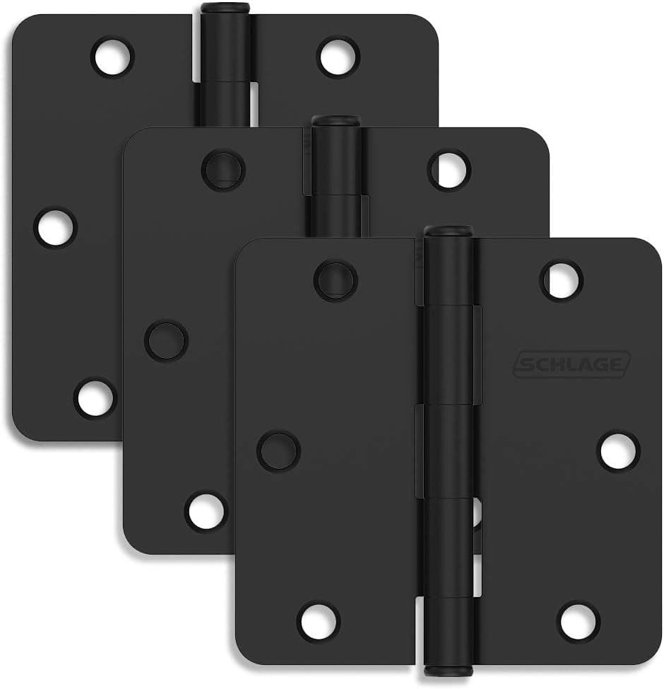 Schlage SC3P1012F622E Schlage 1012 Pack of Three 3.5" x 3.5" Plain Bearing 1/4" Radius Corner Mortise Hinges