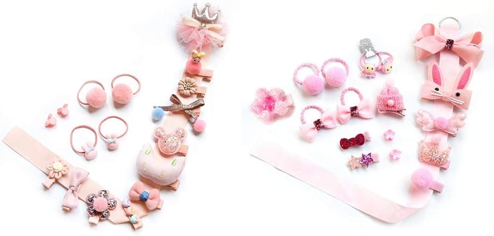 LUCKAPPY Baby Girls Hair Accessories Set-Cute Fine Small Hair Clips and Elastic Hair Ties for Toddlers and Teen Girls