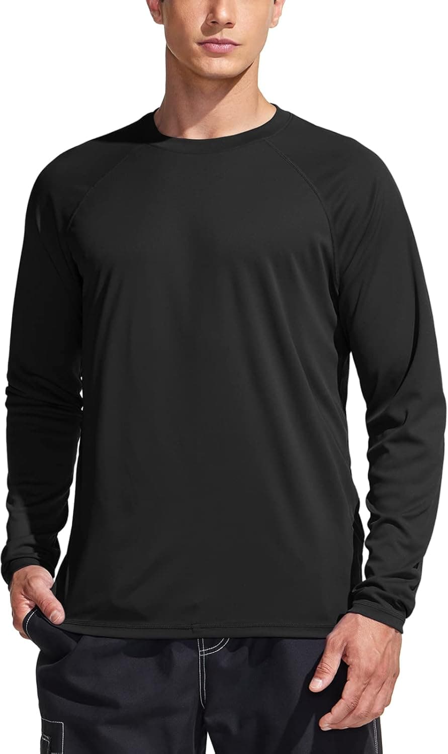 TSLA Men's Rashguard Swim Shirts, UPF 50+ Loose-Fit Long Sleeve Shirts, Cool Running Workout SPF/UV Tee Shirts