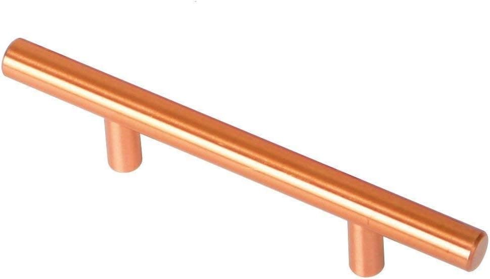 Hamilton Bowes Satin Copper (Rose Gold) Cabinet Hardware Euro Style Bar Handle Pull - 3" Inch Hole Centers, 5-3/4" Inch Overall Length
