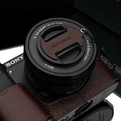 Gariz Genuine Leather XA-CFS1650BR2 Camera Capfix Cap Fixs for SONY 16-50mm SELP1650 Lens, Brown