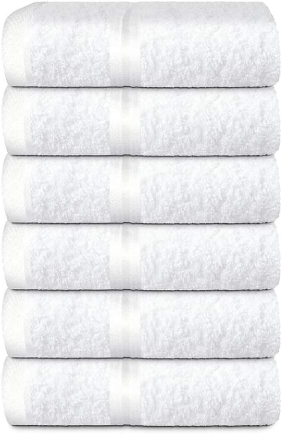HURBANE HOME Hand Washcloth Sets - Super Soft Highly Absorbent Towel - 100% Cotton Lightweight Washcloths - Extra Durability and Soft Texture - 6-Pack (12" x 12") - White